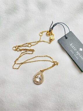 kate spade — pavé halo gold plated metal mini pendant necklace